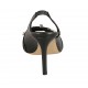 Sandalia para mujer con hebilla y elastico en piel negra tacon 8 - Tallas disponibles:  31, 32, 33, 34, 42, 43, 46, 47