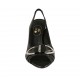 Woman's sandal with elastic and buckle in black leather heel 8 - Available sizes:  31, 32, 33, 34, 42, 43, 46, 47