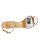Zapato abierto con cinturon para mujer en piel laminada plateada tacon 8 - Tallas disponibles:  34, 42, 43, 46