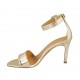 Scarpa aperta da donna con cinturino in pelle laminata platino tacco 8 - Misure disponibili: 33, 34, 42, 43, 44