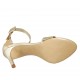 Zapato abierto con cinturon para mujer en piel laminada platino tacon 8 - Tallas disponibles:  33, 34, 42, 44