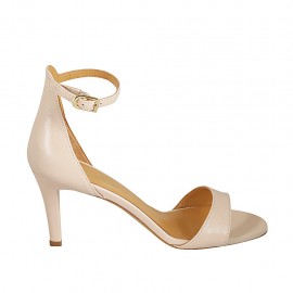 Zapato abierto para mujer en piel color desnudo con cinturon tacon 7 - Tallas disponibles:  43, 44, 45, 46