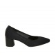 Zapato de salon puntiagudo para mujer en tejido y piel negra tacon 5 - Tallas disponibles:  32, 33, 34, 42, 43, 44, 45