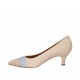Zapato de salón puntiagudo para mujer en piel color desnudo y azul claro tacon 5 - Tallas disponibles:  32, 33, 44, 46