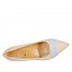 Zapato de salón puntiagudo para mujer en piel color desnudo y azul claro tacon 5 - Tallas disponibles:  32, 33, 44, 46
