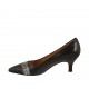 Zapato de salon puntiagudo para mujer en piel negra y blanca tacon 5 - Tallas disponibles:  33, 34