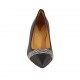 Zapato de salon puntiagudo para mujer en piel negra y blanca tacon 5 - Tallas disponibles:  33, 34