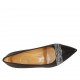 Zapato de salon puntiagudo para mujer en piel negra y blanca tacon 5 - Tallas disponibles:  33, 34