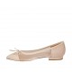 Woman's pointy ballerina shoe with bow in transparent polka dot fabric and nude leather heel 1 - Available sizes:  33, 34, 43, 46