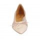 Woman's pointy ballerina shoe with bow in transparent polka dot fabric and nude leather heel 1 - Available sizes:  33, 34, 43, 46