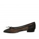Ballerina a punta da donna con fiocco in tessuto trasparente a pois e pelle nera tacco 1 - Misure disponibili: 42, 43, 45, 46