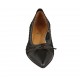 Ballerina a punta da donna con fiocco in tessuto trasparente a pois e pelle nera tacco 1 - Misure disponibili: 42, 43, 45, 46