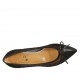 Ballerina a punta da donna con fiocco in tessuto trasparente a pois e pelle nera tacco 1 - Misure disponibili: 42, 43, 45, 46