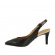 Slingback für Damen aus schwarzem Leder und platinfarbenem laminiertem Leder Absatz 7 - Verfügbare Größen:  32, 43, 46
