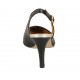 Slingback für Damen aus schwarzem Leder und platinfarbenem laminiertem Leder Absatz 7 - Verfügbare Größen:  32, 43, 46
