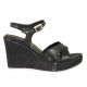 Sandalo da donna in pelle e tessuto nero con cinturino, plateau e zeppa 9 - Misure disponibili: 31, 32, 33, 34