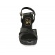 Sandalo da donna in pelle e tessuto nero con cinturino, plateau e zeppa 9 - Misure disponibili: 31, 32, 33, 34