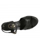 Sandale pour femmes en cuir et tissu noir avec courroie, plateforme et talon compensé 9 - Pointures disponibles:  32, 33, 34