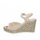 Sandalo da donna in camoscio color sabbia e tessuto intrecciato con cinturino, plateau e zeppa 9 - Misure disponibili: 31, 33, 34