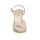 Sandalia para mujer en gamuza color arena y tejido trensado con cinturon, plataforma y cuña 9 - Tallas disponibles:  31, 34