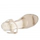 Sandalo da donna in camoscio color sabbia e tessuto intrecciato con cinturino, plateau e zeppa 9 - Misure disponibili: 31, 33, 34
