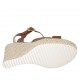 Woman's strap sandal in brown leather and braided fabric with platform and wedge 9 - Available sizes:  33