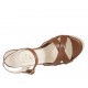 Woman's strap sandal in brown leather and braided fabric with platform and wedge 9 - Available sizes:  33