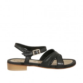 Sandalo da donna con cinturino in pelle nera tacco 2 - Misure disponibili: 33, 42, 43, 44, 45, 46