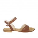 Sandale pour femmes avec courroie en cuir brun clair talon 1