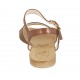 Sandale pour femmes avec courroie en cuir brun clair talon 1 - Pointures disponibles:  43, 46, 47