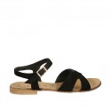 Woman's strap sandal in black suede heel 1