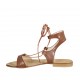Sandalo da donna con laccio in pelle color cuoio tacco 1 - Misure disponibili: 33, 34, 42, 43, 44, 45, 46, 47