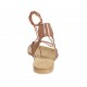 Sandalo da donna con laccio in pelle color cuoio tacco 1 - Misure disponibili: 33, 34, 42, 43, 44, 45, 46, 47