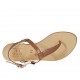 Sandalo infradito da donna in pelle color cuoio tacco 1 - Misure disponibili: 34, 42, 43, 44, 45, 46, 47