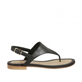 Sandalia de dedo para mujer en piel negra tacon 1 - Tallas disponibles:  42, 43, 46, 47