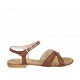 Sandalo da donna con cinturino in pelle color cuoio tacco 1 - Misure disponibili: 33, 42, 43, 44, 45, 46, 47
