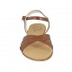 Sandalo da donna con cinturino in pelle color cuoio tacco 1 - Misure disponibili: 33, 42, 43, 44, 45, 46, 47