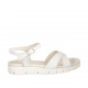 Sandale pour femmes en cuir blanc avec courroie et talon compensé 2 - Pointures disponibles:  33, 43, 47