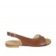Sandale pour femmes en cuir brun clair talon 1 - Pointures disponibles:  33, 47