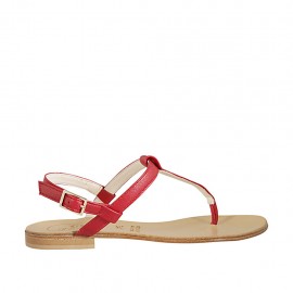 Sandalo infradito da donna in pelle rossa tacco 1 - Misure disponibili: 33, 34, 42, 43, 44, 46, 47