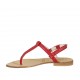 Woman's flip-flop sandal in red leather heel 1 - Available sizes:  33, 34, 42, 43, 44, 46, 47