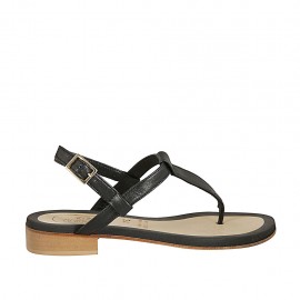 Sandalo infradito da donna in pelle colore nero tacco 2 - Misure disponibili: 33, 42, 43, 44, 45, 46, 47