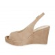 Woman's sandal in beige suede with platform and wedge heel 9 - Available sizes:  31, 34
