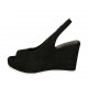 Sandale pour femmes en daim noir avec plateforme et talon compensé 9 - Pointures disponibles:  33, 34