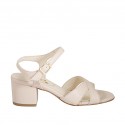 Woman's strap sandal in nude leather heel 5