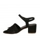 Woman's sandal with strap in black-colored suede heel 5 - Available sizes:  32, 33, 43, 44, 45