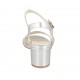 Woman's sandal with strap in silver laminated leather heel 5 - Available sizes:  33, 42, 43, 44