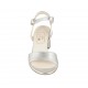 Woman's sandal with strap in silver laminated leather heel 5 - Available sizes:  33, 42, 43, 44