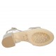 Woman's sandal with strap in silver laminated leather heel 5 - Available sizes:  33, 42, 43, 44