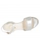 Woman's sandal with strap in silver laminated leather heel 5 - Available sizes:  33, 42, 43, 44